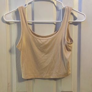 Cream ribbed crop top